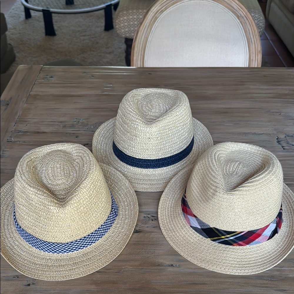 Stylish Kids Straw Fedora Hat Set